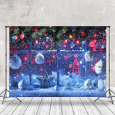 Lofaris Schwer Schneefall Glocken Kiefer Blätter Weihnachten Hintergrund